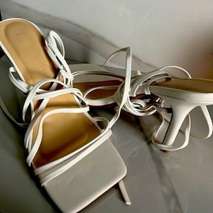 Miss Lola White strappy low Heel